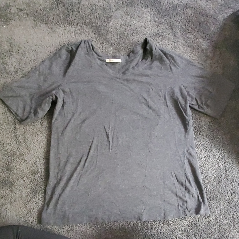 Gray Active Basic Elbow Length Sleeve Shirt